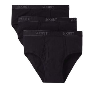 New 2xist Essential Cotton Fly Front Brief 3-Pack in Black Sz 38 Sz XL